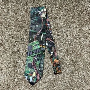 Vintage 1994 Ralph Marlin Circuit Board Pattern Polyester Tie